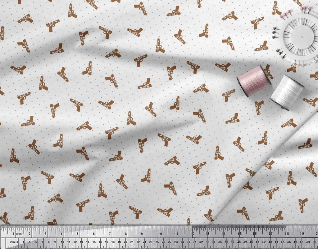 Soimoi Rayon Fabric Dot & Weapon Print Fabric by the Yard 42 Inch Wide