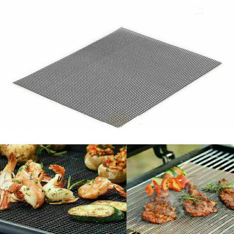 Bbq Grill Mat Mesh 2 Pcs Non Stick Teflon Cooking Grilling Sheet Liner Fish New