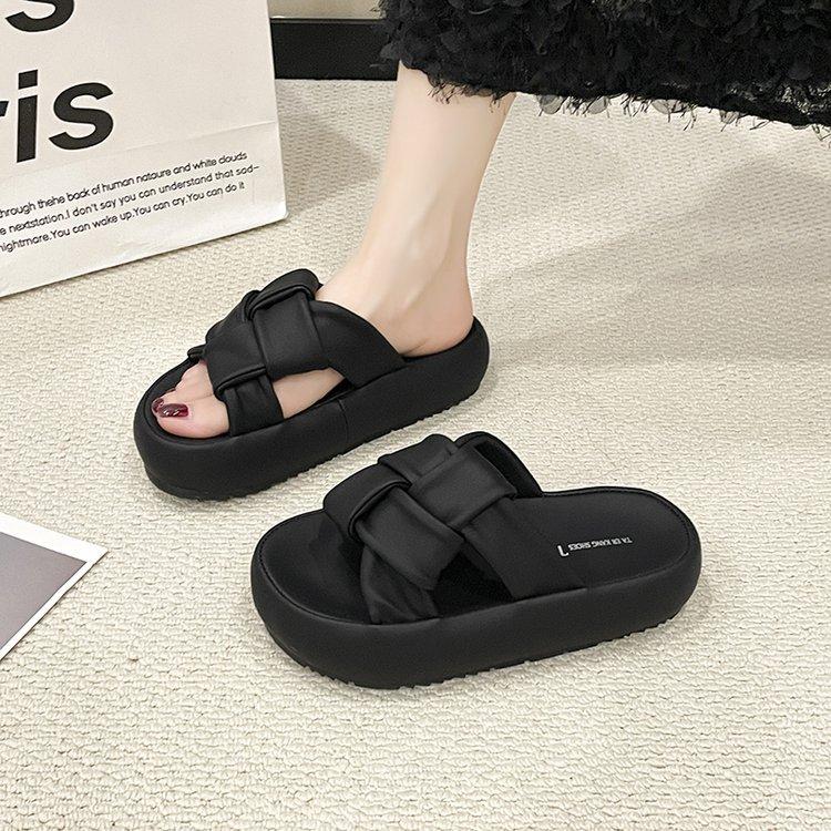 Stepping On Shit Feels Cool Slippers Women's Summer Wear 2025 New Thick-soled Leisure Internet Celebrities Super Fire Pregnant Women Beach Sandals
