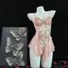 Sexy Water-Soluble Lace Nightdress Floral Embroidery Chemise Open-Back Sexy Uniform Ballet Sleepwear