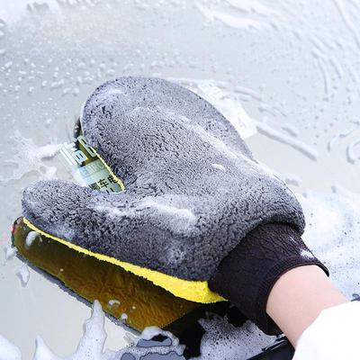 Coral Fleece Double-Sided Household Cleaning & Car Wash Gloves