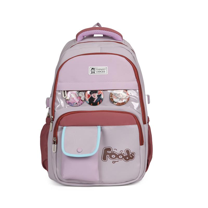 Nouveau Sac à Dos Décontracté Automne et Hiver de Haute Valeur avec Lettres Fraîches en Blocs de Couleurs pour Étudiantes du Primaire et du Secondaire