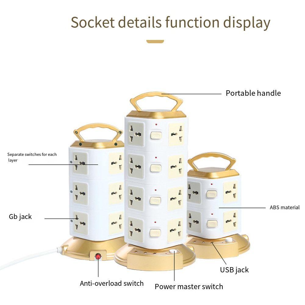Rotating Plug Multi-Plug Outlet 2m Extension Cord Extended Usb Socket Expansion