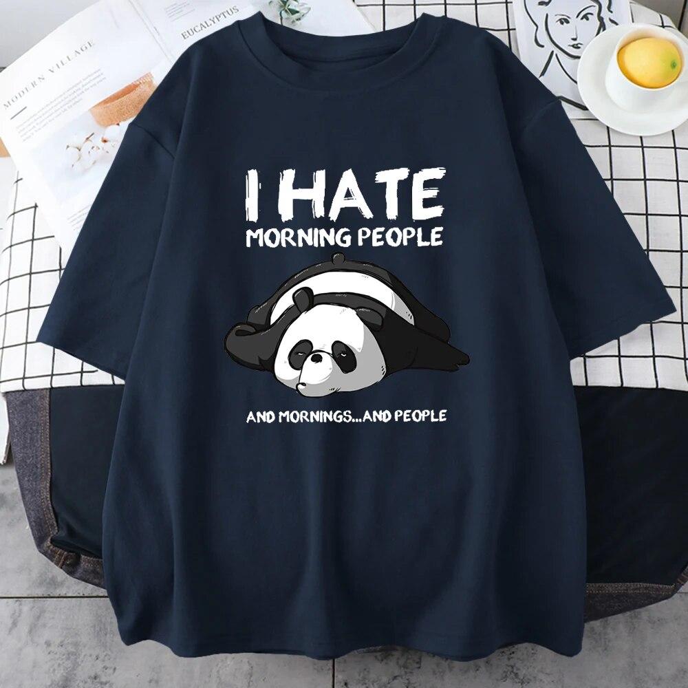 Lazy Panda I Hate Morning People Potisk triček pro unisex karikatury All-matematické oblečení Vintage Oversize Bavlna Pánské topy s krátkým rukávem
