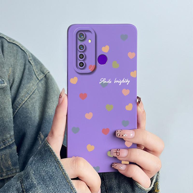 

Capa For Realme 5 Pro Phone Case 5pro RMX1971 RMX1973 Back Cover Soft Silicone Sweet Flower Painted Cartoon Printed Coque Fundas Realme 5 Pro