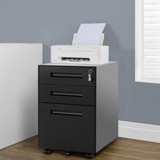 Modern White/Black File Cabinet Storage Container with 3 Drawers Office Decor