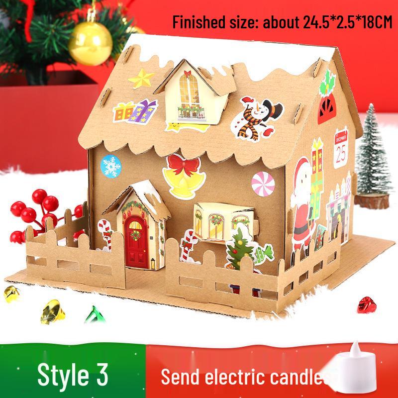 Luminous DIY Gingerbread Snow House Kit for Kids - Handmade Christmas Decoration
