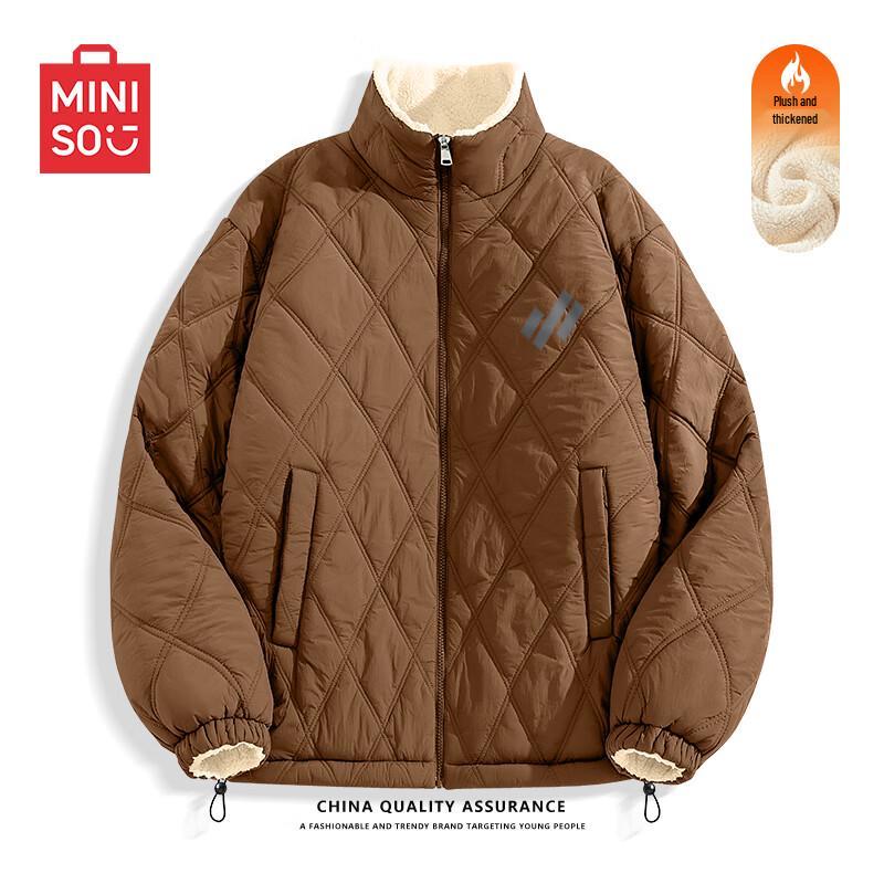 

MINISO Men s Fleece-Lined Stand-Collar Padded Jacket L