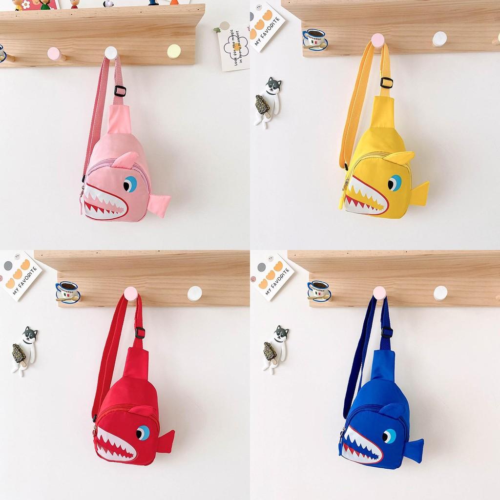 Adorable Cartoon Shark Crossbody Bag For Kids Lightweight Durable Canvas Design