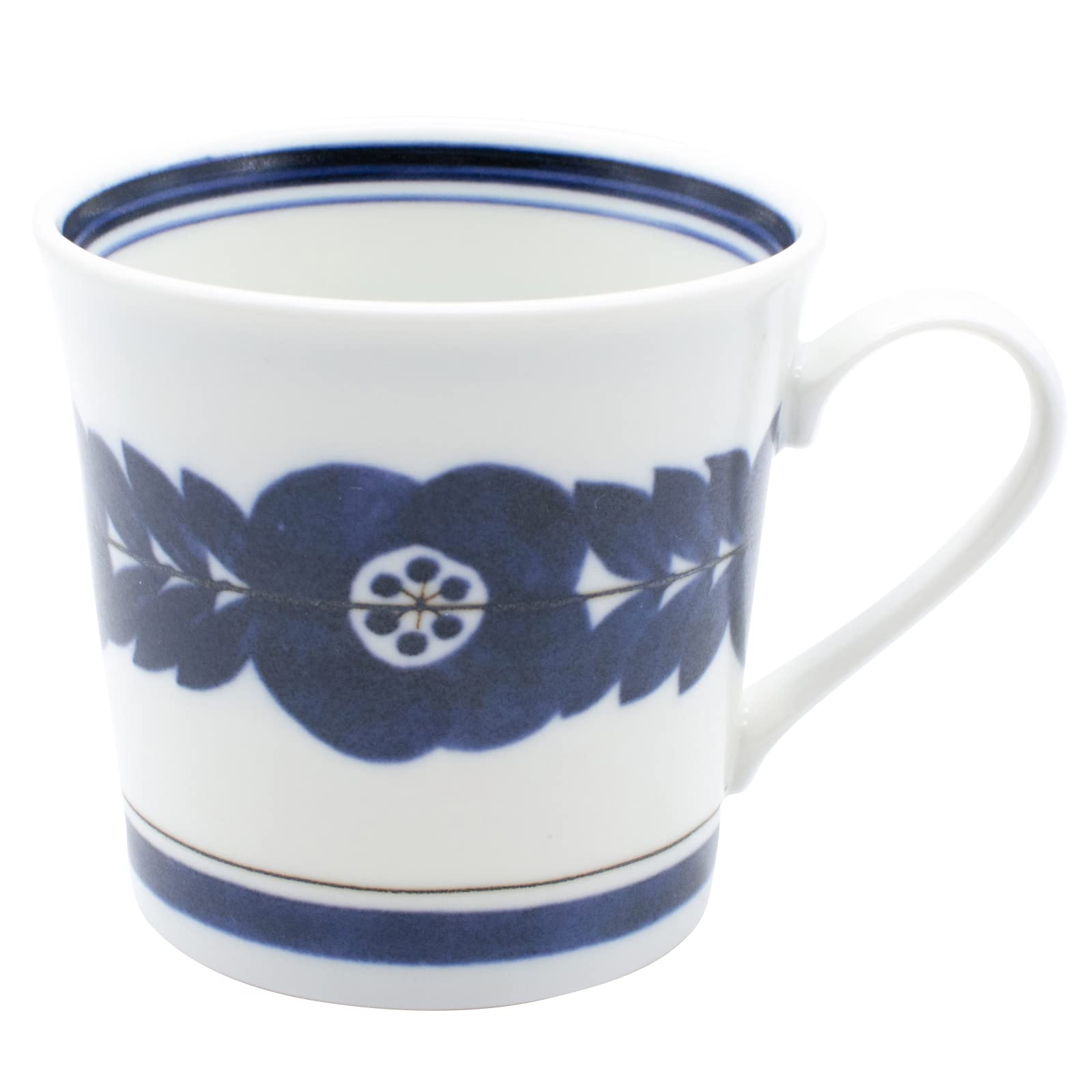 

Aito Blue Flower Navy Mino Microwave and Dishwasher Made in Product Number 111005 Blossom Mug, approx. 320ml, Lightweight, Design, Blue, Ware, Safe,