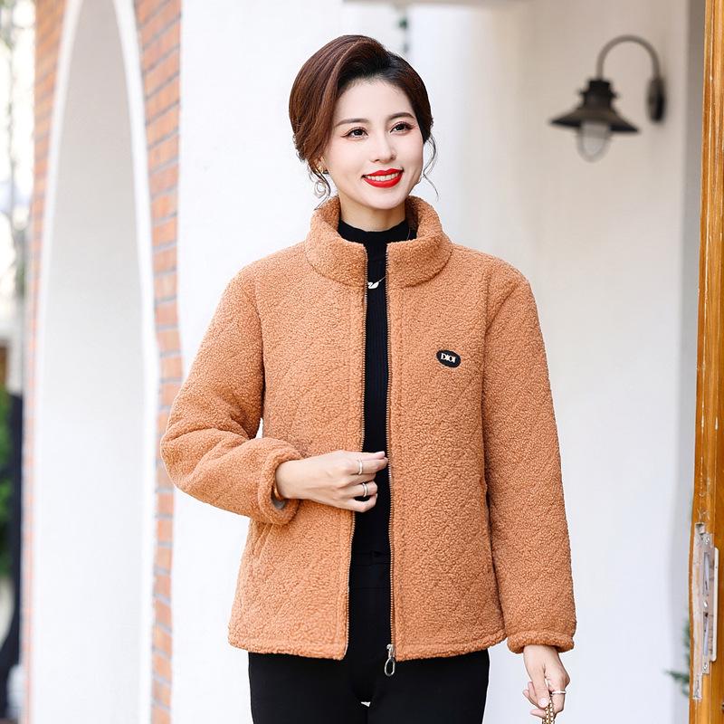 Women's Thickened Fleece-Lined Jacket: Mid-Aged & Elderly Fashion for Autumn/Winter