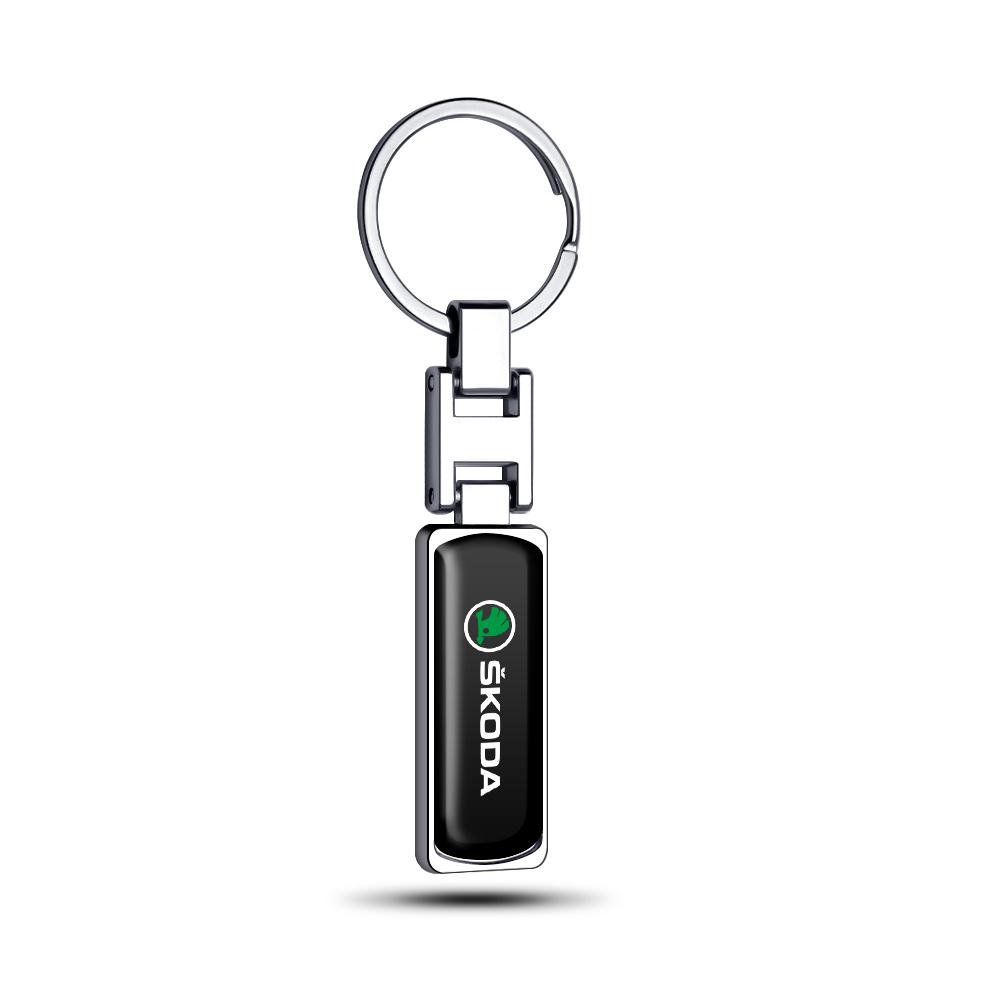 WOHE7 Car Logo Keychain Key Ring Chain Pendant Gifts For Skoda Octavia Kodiaq Fabia Karoq Superb Rapid Felicia RS Hubcap Accessories