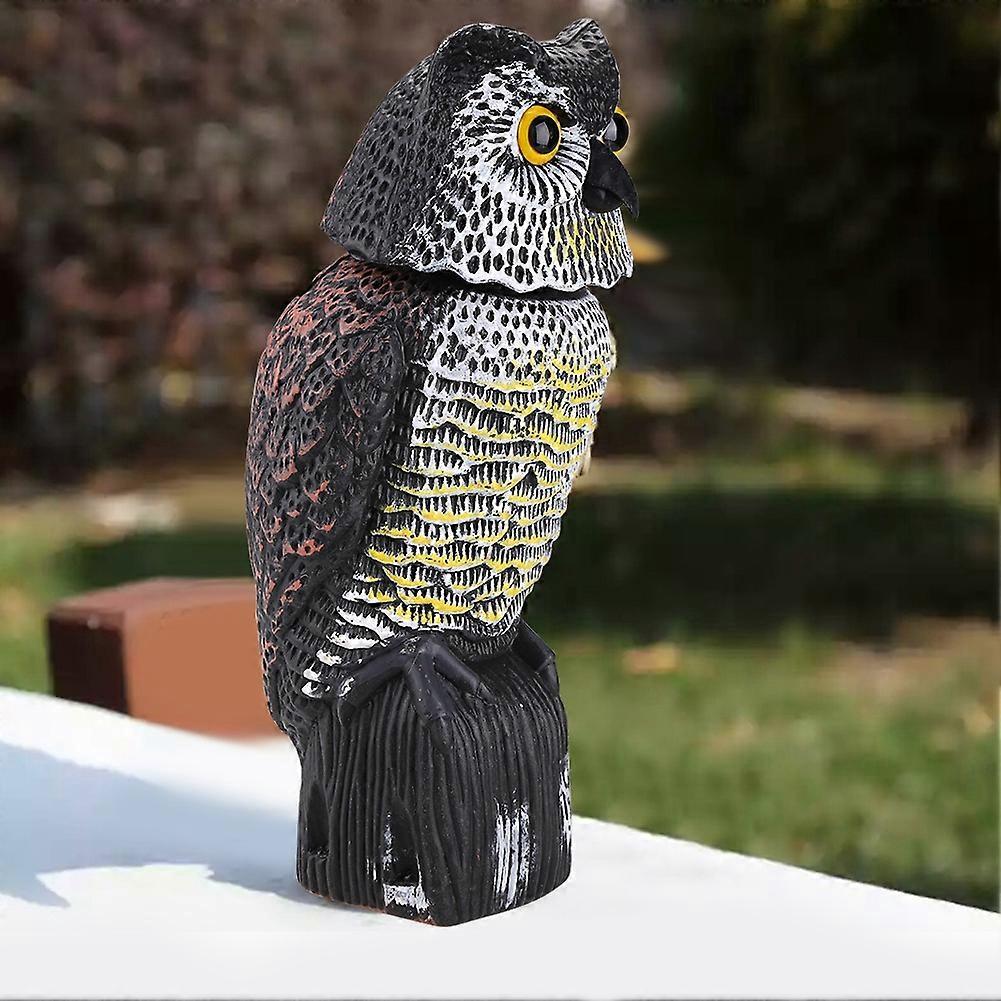 Rotating Head Owl Decoy Protection Repellent Bird Pest Scarer Scarecrow Garden No Sound