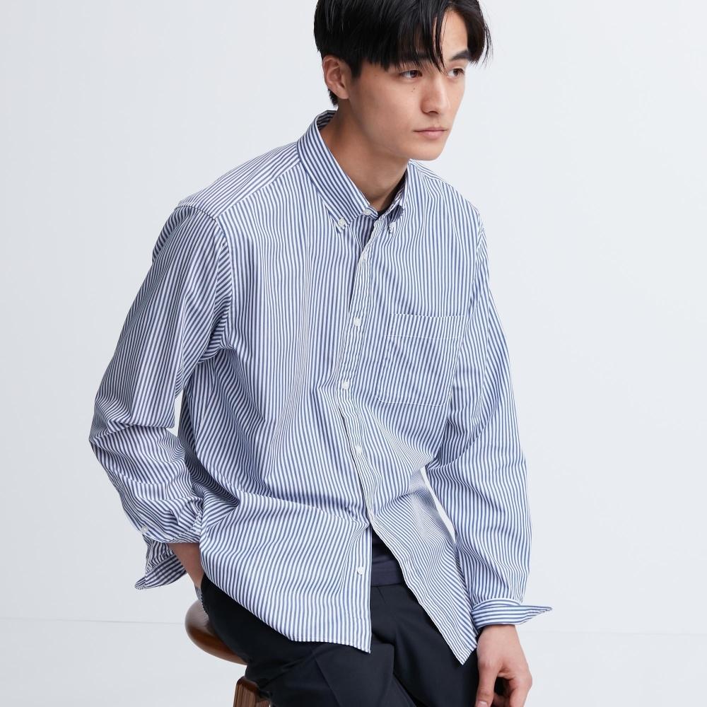 Uniqlo Japan Extra Fine Cotton Broad Stripe Shirt  Button Down Collar  Long Sleeves 