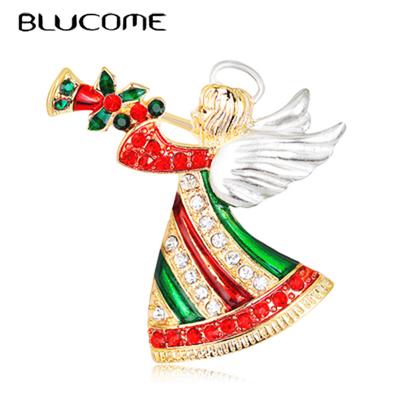 Christmas Angel Blowing Trumpet Brooch for Women Girls Clothes Hat Hijab Pin Christmas Corsage