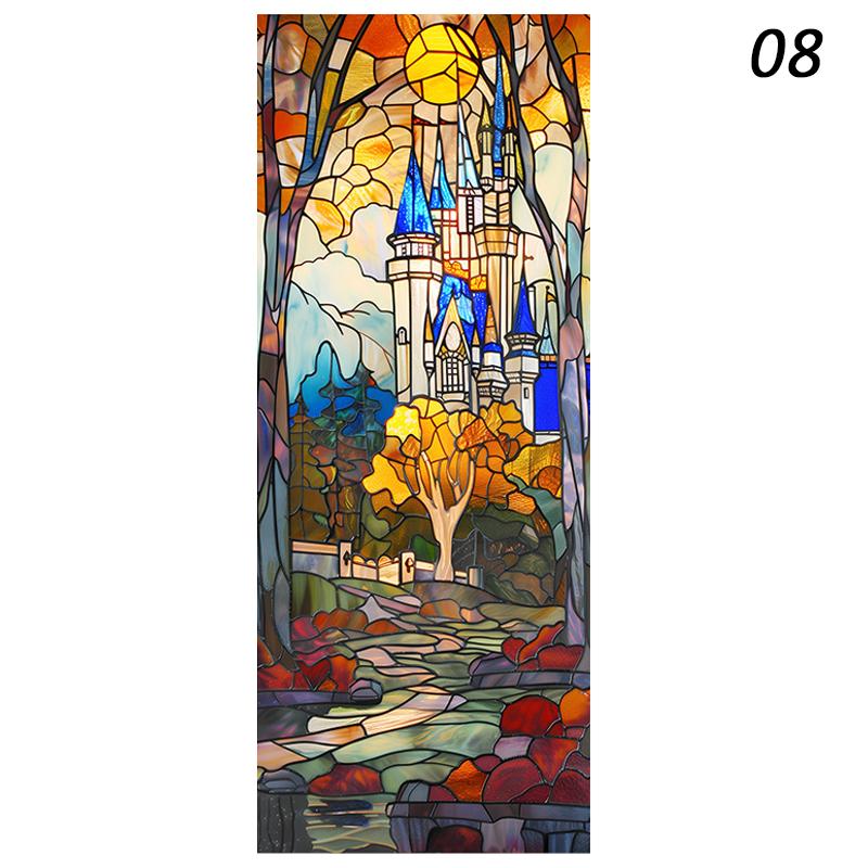 Europeisk Retro Kyrka Insynsskydd Fönsterfilm Färgglada Glasmålning Fönsterdekaler Ogenomskinliga Självhäftande Heminredning Konstdekaler