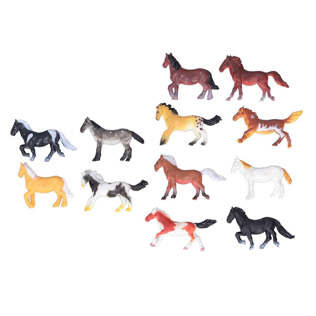 12Pcs Toy Horses High Simulation Durable Plastic Different Posture Bright Colors Stimulate