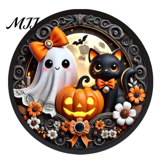 Decorative Halloween Lights LED Glowing Hanging Decor, Acrylic Window Ornament with Light, Spooky Ambiance Decorations Sign for Door Wall Haunted