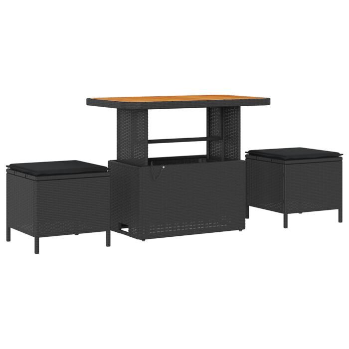 VidaXL Ensemble de Canapés de Jardin 11 Pièces avec Coussins en Poly Rattan Noir 3363669