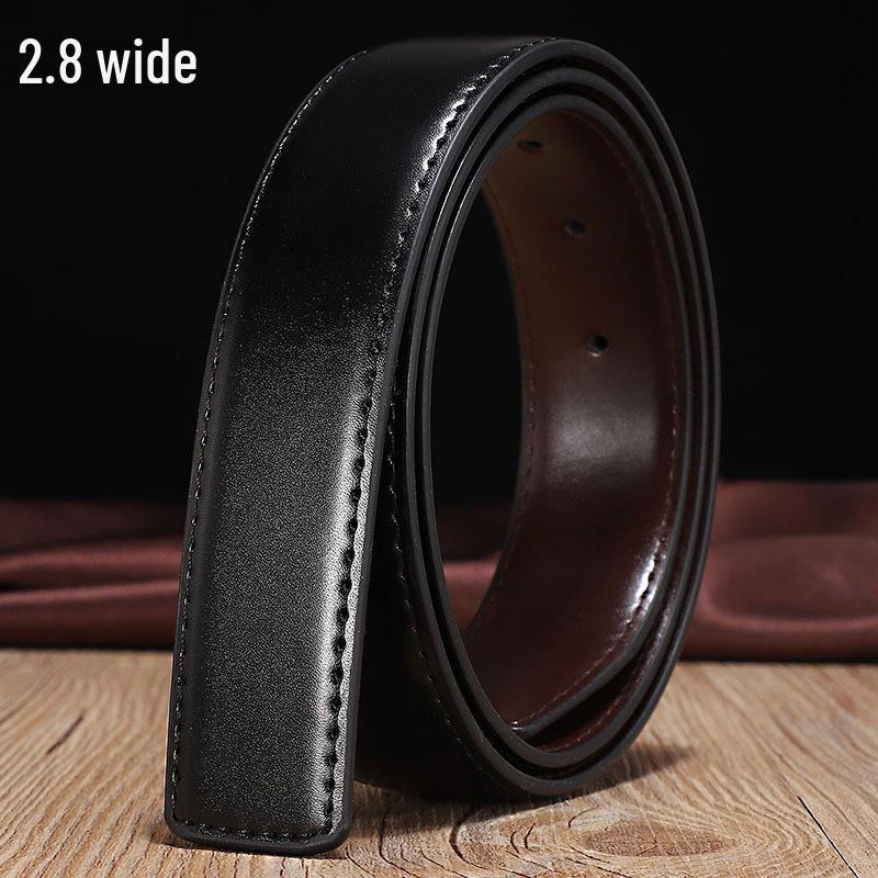 Cinturón de Cuero Reversible Negro/Marrón, Liso, con Hebilla de Pin, Sin Cabeza de Hebilla, 3,3 cm de Ancho, Unisex.