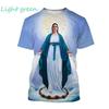 T-shirt Imprimé 3D Vierge Marie Déesse de la Miséricorde de Pâques Chrétien Béni Jésus Dieu T-shirt Style Féminin Vêtements Hauts à Manches Courtes T-shirt