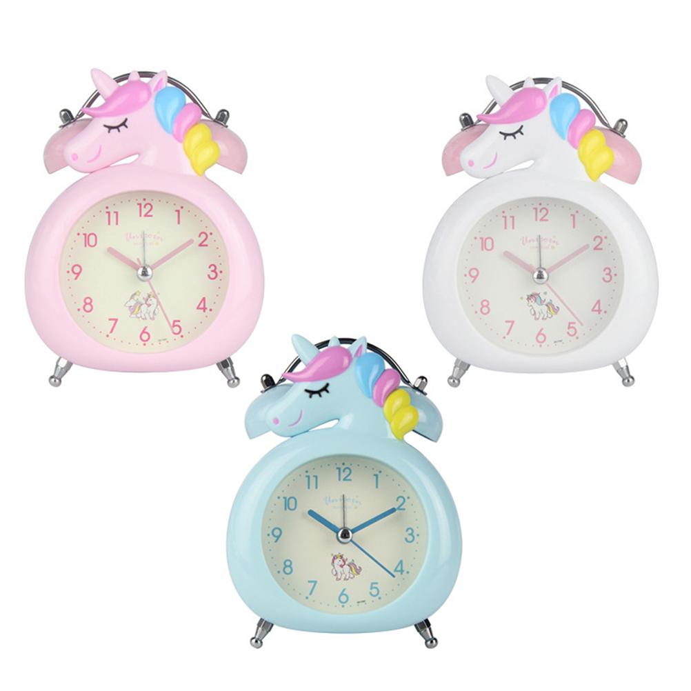 Cute Cartoon Alarm Clock Kids Students Bell Alarm Clock Child Desk Table Clock Night Light Needle Clocks Birthday Gifts