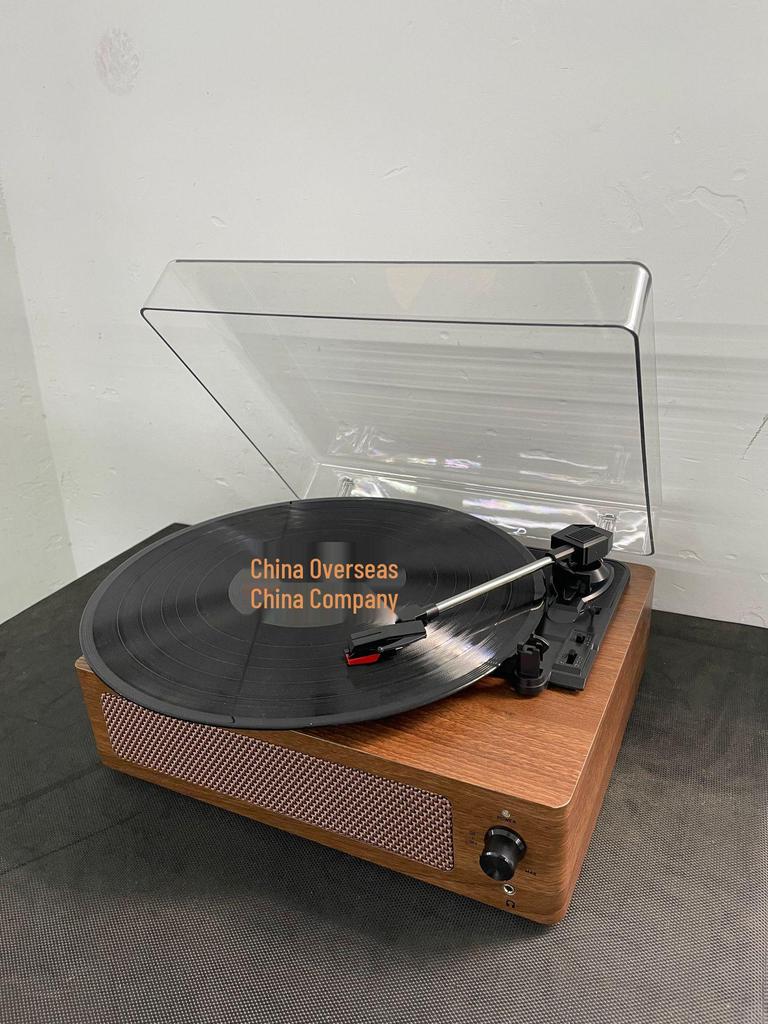 Retro Wooden Gramophone European Style Bluetooth Speaker with Lid for Vinyl Records
