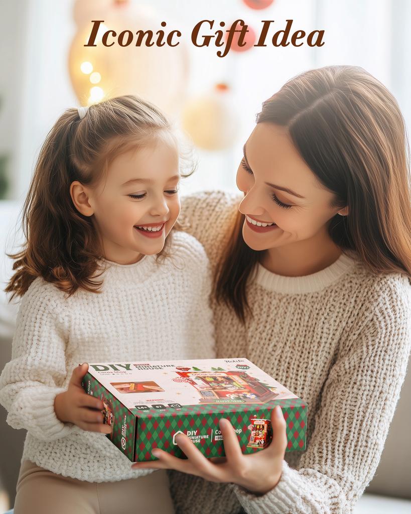 Robotime Mini Ev Yapım El Sanatları Kitleri Kendin Yap Minyatür Ev Kiti Dekorasyon Noel Şöminesi Yetişkinler İçin Noel Hediyesi