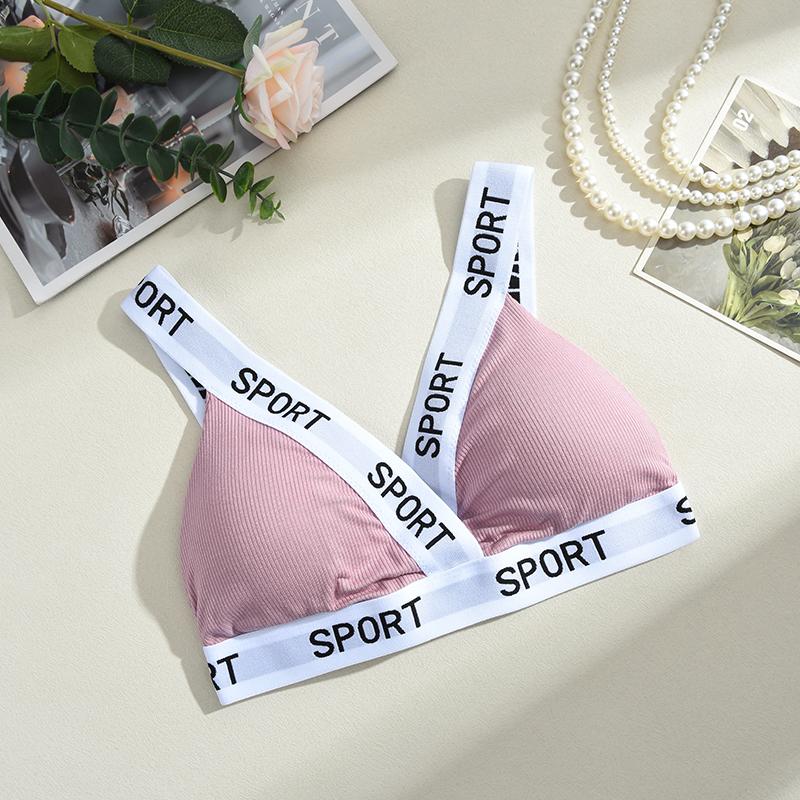 

Європейський стиль Весна та Літо Нижня білизна з нитками Ліф з трикутними чашками Топ-труба Жилет Спортивний бюстгальтер XXL рожевий