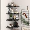 VidaXL Floating Corner Shelves 4 Pcs Glossy Black 35x35x3.8cm MDF
