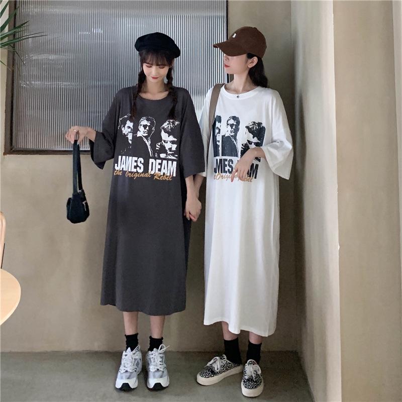 Korean Style Knee-Length Nightdress for Plus Size Women - Loose, Casual, and Comfortable Spring/Summer Dress.