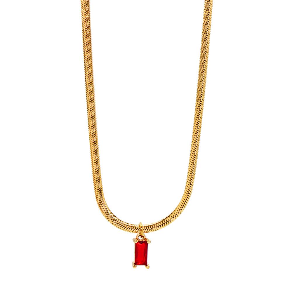 French Retro Gold-Plated Snake Bone Chain Necklace with Double Buckle & Zircon Pendant in Titanium Steel