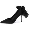 High Heels Women's 2025 Autumn and Winter New Thin Heels Pointed Black French Bow Temperament High-end Niche Single Shoes