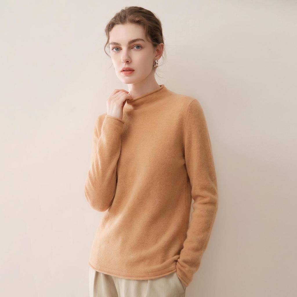 Lekasha Women's 100% Pure Cashmere Half-High Neck Sweater - Autumn/Winter Knit Base Layer
