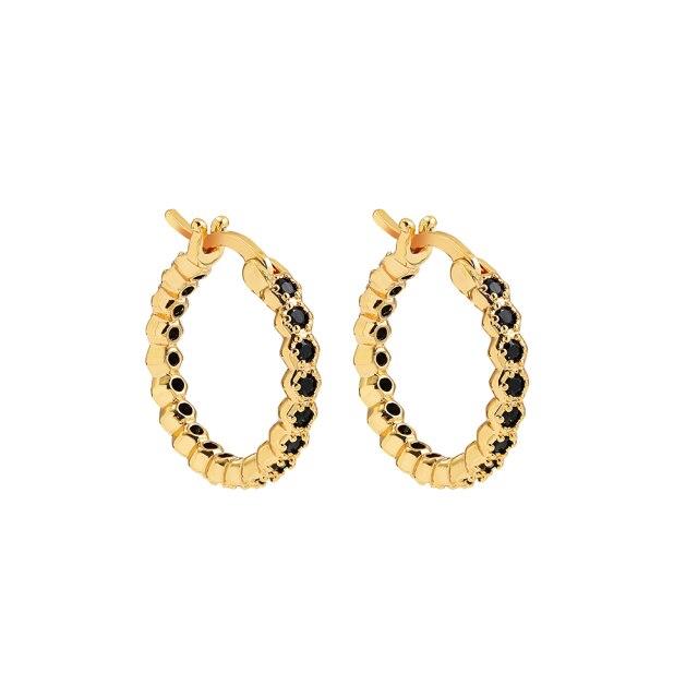 Women Cubic Zircon Rainbow Earrings Cubic Zirconia Ear Cuff Set Female Stylish Fashionable Gold Tone Huggie Clip On Earrings Earcuff Crystal Stone