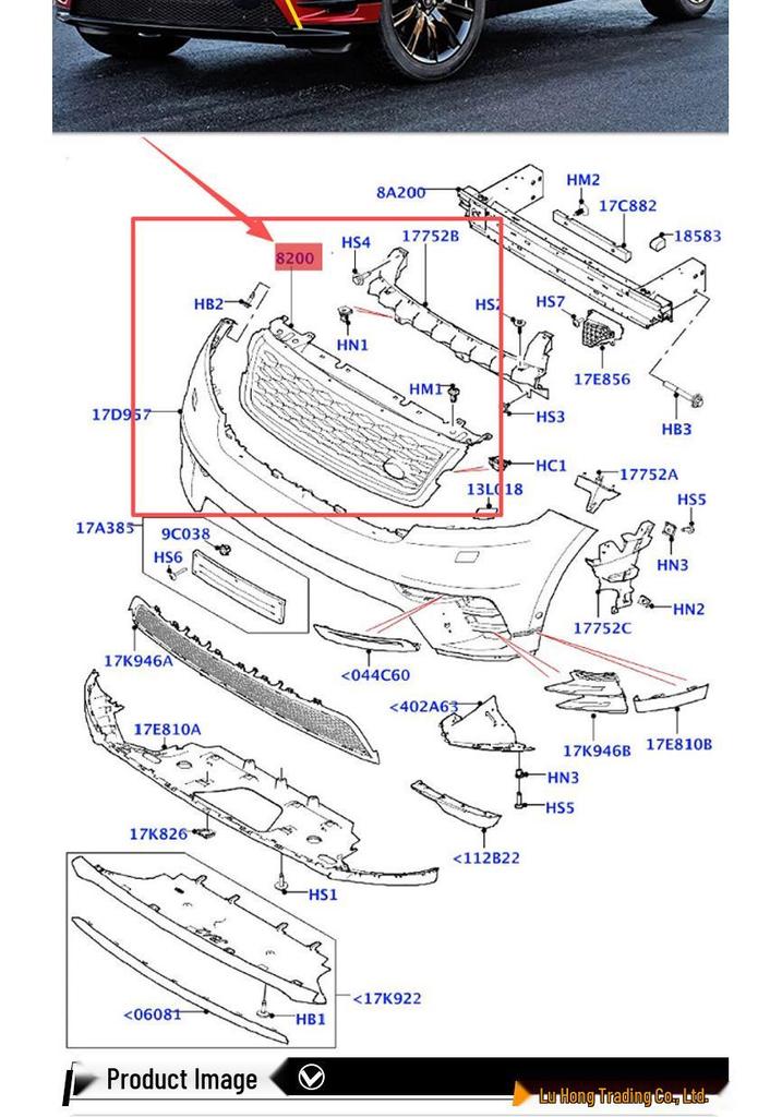 Front Grille for Land Rover Range Rover Velar LR092629 - Gray