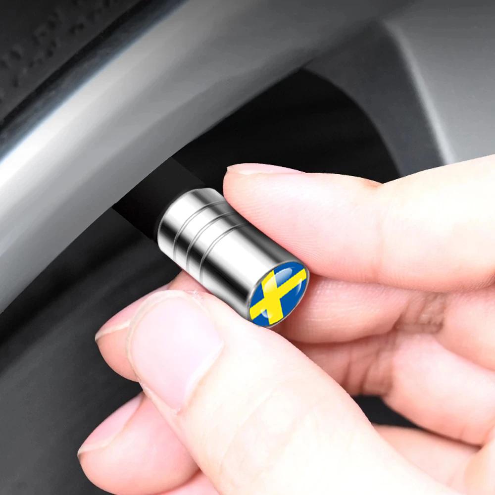 4Pcs Tyre Valve Cover Metal Car Tire Wheel Stem Air Valve Cap for Volvo XC40 XC60 XC90 C30 C70 S60 V50 V60 V70 Auto Accessoories