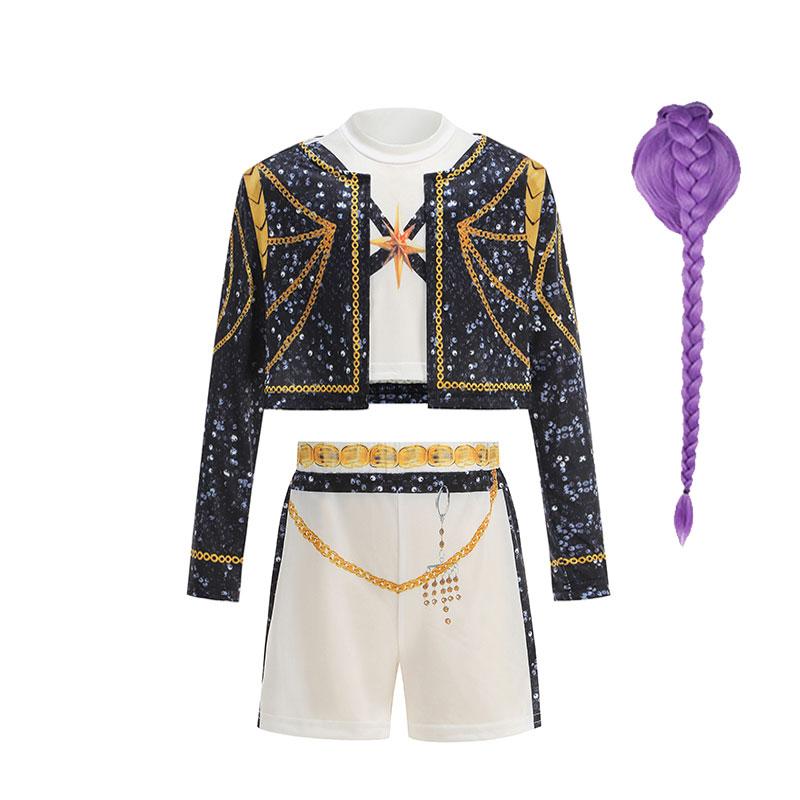 Kids Korean Singer Dance Costume Set Halloween Carnival Cosplay Outfit Girls Stage Performance Role Play Clothes