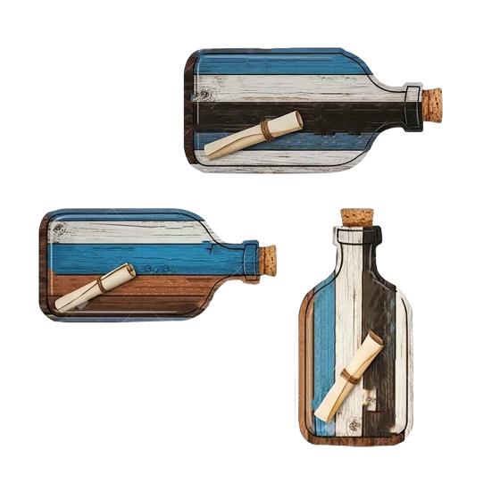 

3 шт. Деревянное пляжное настенное искусство Летняя прибрежная бутылка желаний Настенное подвесное украшение для морской гостиной, ванной комнаты, спальни, домашнего декора A