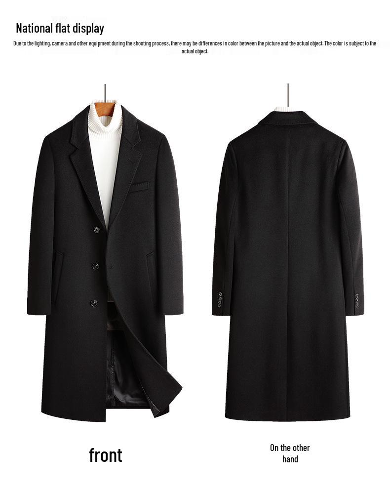 Men's High-End Trench Coat: 71.5% Wool with Slimming Fit and Removable 90% Duck Down Liner for Autumn/Winter