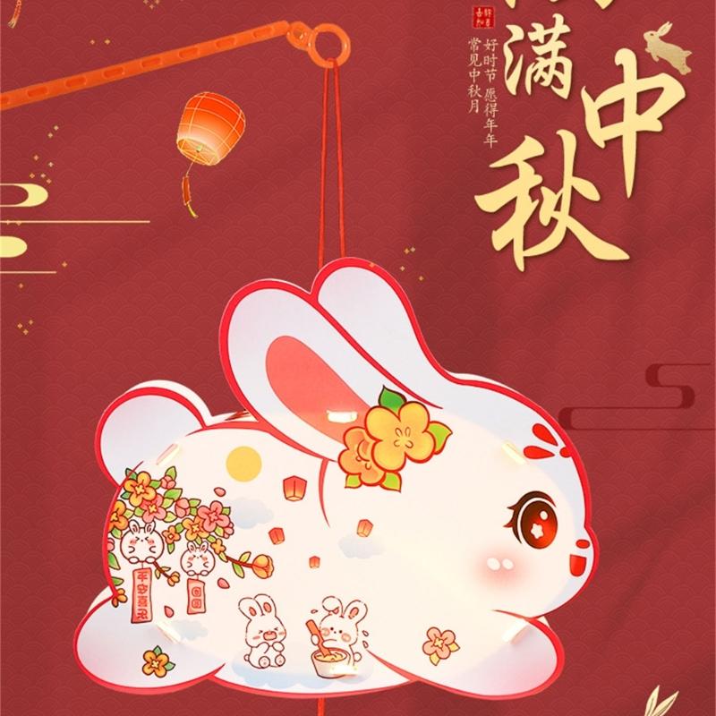 Handmade Florals Paper Lamp Set Traditional Chinese Craft Supplies LED Projection Portable for Chinese Festival