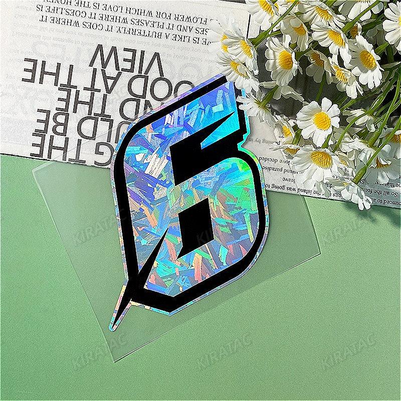 1PC Holographic Carbon Arabic Numbers Motorcycle Sticker Waterproof for Scooter Motorbike Front Fairing Bicycle Vinyl Decals