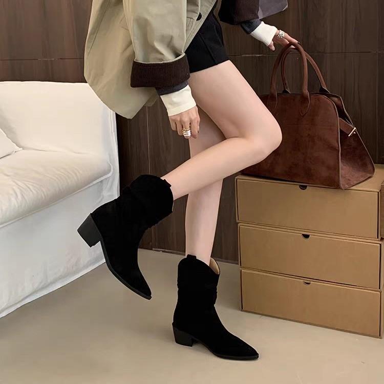 Fashion 2025 Womens Winter New Imitation Suede Short Boots Daily Home Office Shallow Mouth Comfortable Women's Boots