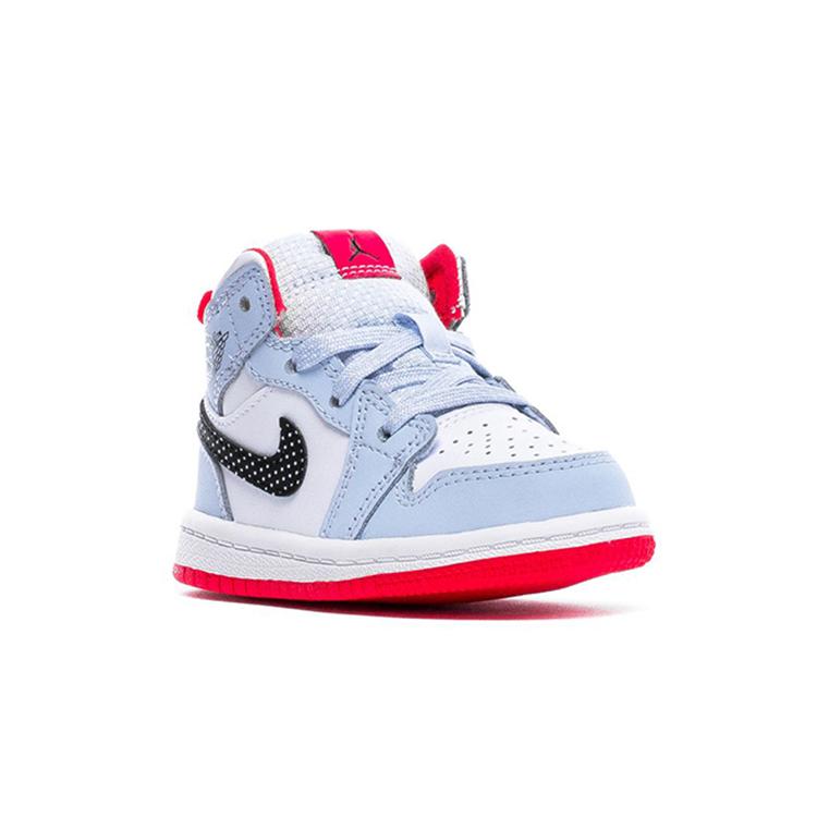 Jordan Pantofi pentru Copii Mici Air Jordan 1 Rezistenți la Alunecare Amortizare Model Low Top cu Buline, Alb/Albastru pentru Sugari și Copii Mici 644507-400