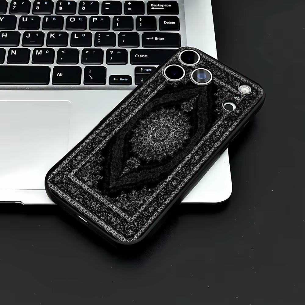 

Vintage Persian Carpet Print Phone Case For Iphone 17 Air 16 16e 15plus 14 13 12 11 Pro Max Boh Rug Shockproof Silicone Cover iPhone 15 Pro чорний