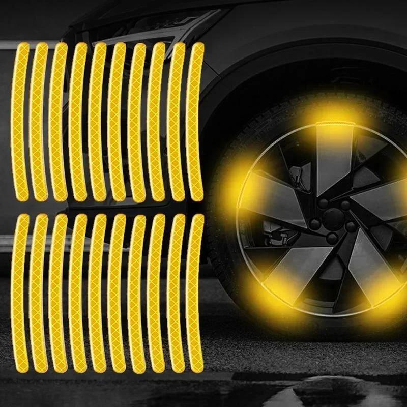 20Pcs/set Colorful Car Motorcycle Wheel Hub Reflective Strips Stickers Car Styling Decal Sticker Auto Moto Decor Decals