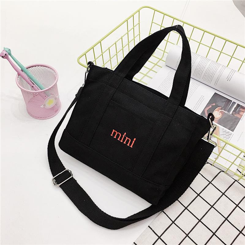 Fashion 2019 new dual-purpose canvas bag, fresh and casual simple letter student shoulder oblique span bag