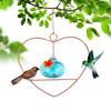 Heart-Shaped Hummingbird Feeder Hanging Water Feeder with Perch Colorful Glass Bottle Wire Frame Hummingbird Feeder for Porch Yard Garden Outdoor