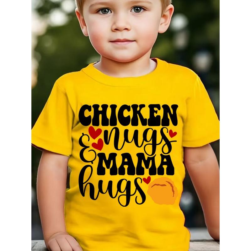 

European sizes Summer Boys Fashion Short Sleeve Fried Chicken Print Casual Outdoor Top 164cm жовтий