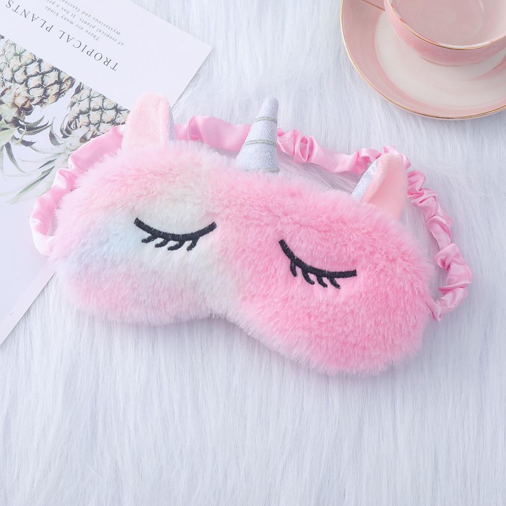 Unicorn Ears Plush Eye Mask with Embroidered Rabbit Design for Sleep Shading